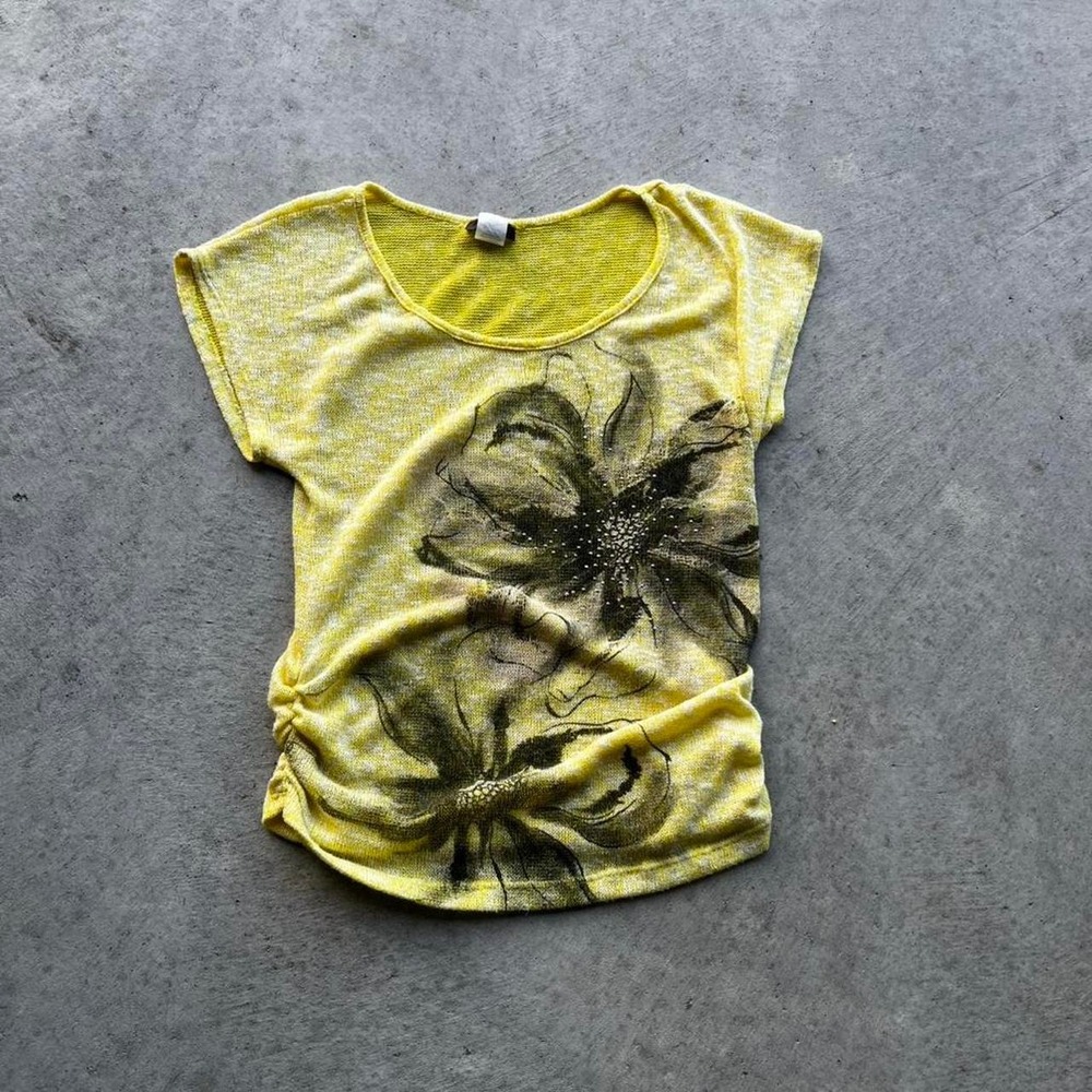 Yellow Agenda flower print short sleeve shirt essential